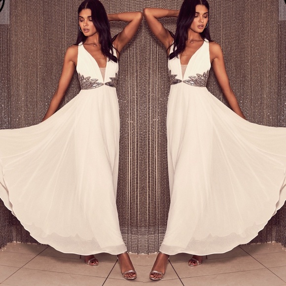 Lulus white and silver sequin maxi dress - Picture 4 of 4